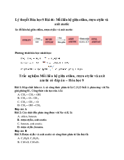 Lý thuyết Mối liên hệ giữa etilen, rượu etylic và axit axetic (mới 2023 + 19 câu trắc nghiệm) hay, chi tiết – Hóa học 9