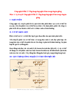 Công nghệ 10 Bài 27 (Lý thuyết và trắc nghiệm): Ứng dụng công nghệ tế bào trong công tác giống