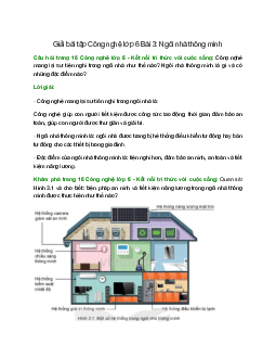Giải SGK Công nghệ 6 Bài 3 (Kết nối tri thức): Ngôi nhà thông minh