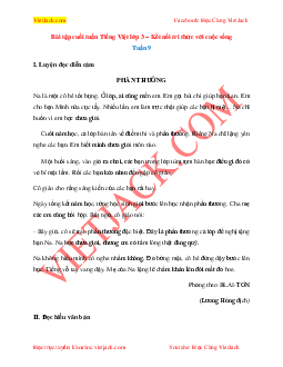 Bài tập cuối tuần Tiếng Việt lớp 3 Kết nối tri thức tuần 9