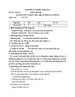 Giáo án Sinh học 8 Bài 12: Thực hành: Tập sơ cứu và băng bó cho người gãy xương mới nhất