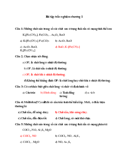 bài tập trắc nghiệm hóa học 10 theo chương có đáp án, chọn lọc