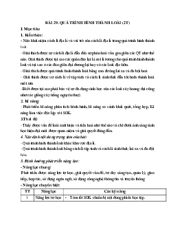 Giáo án Sinh học 12 Bài 29 : Quá trình hình thành loài mới nhất