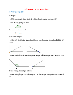 Phương pháp giải và bài tập về số đo góc hình học lớp 6 có lời giải