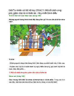 Giải SGK Tự nhiên và Xã hội lớp 2 trang 120, 121, 122, 123, 124 Bài 21: Một số cách ứng phó, giảm nhẹ rủi ro thiên tai – Cánh diều