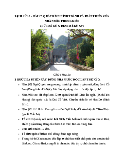 Lý thuyết Lịch sử 10: Bài 17: Quá trình hình thành và phát triển của nhà nước phong kiến (từ thế kỉ X đến thế kỉ XV) mới nhất