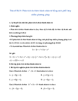 Lý thuyết Phân tích đa thức thành nhân tử bằng cách phối hợp nhiều phương pháp - Toán 8