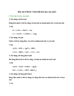 Lý thuyết Tính chất hóa học của muối (mới 2023 + 41 câu trắc nghiệm) hay, chi tiết – Hóa học 9