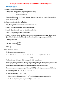 50 Bài tập Phương trình quy về phương trình bậc hai (có đáp án)- Toán 9