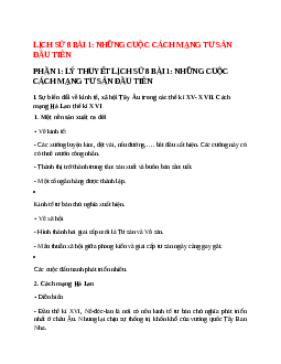 Lý thuyết Lịch Sử 8 Bài 1 (mới 2023 + 14 câu trắc nghiệm): Những cuộc cách mạng tư sản đầu tiên