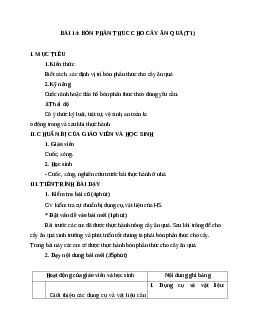 GIÁO ÁN CÔNG NGHỆ 9 BÀI 14: BÓN PHÂN THÚC CHO CÂY ĂN QUẢ (T1) MỚI NHẤT - CV5555