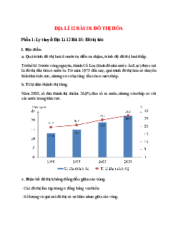 Lý thuyết Địa Lí 12 Bài 18 (mới 2023 + 17 câu trắc nghiệm): Đô thị hóa