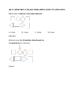 20 câu Trắc nghiệm Hình tròn. Tâm, bán kính, đường kính của hình tròn (Kết nối tri thức) có đáp án 2024 – Toán lớp 3