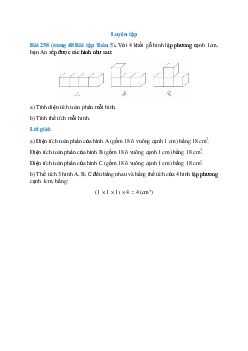 Với 4 khối gỗ hình lập phương cạnh 1cm, bạn An xếp được các hình