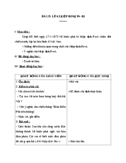 Giáo án lịch sử 5 bài 25: Lễ kí hiệp định pa-ri mới nhất.