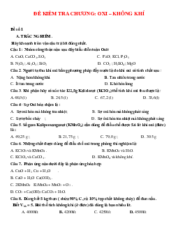 3 đề kiểm tra giữa học kì 2 Hóa học lớp 8 năm 2020 chọn lọc
