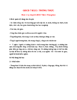 GDCD 7 Bài 2 (Lý thuyết và trắc nghiệm): Trung thực