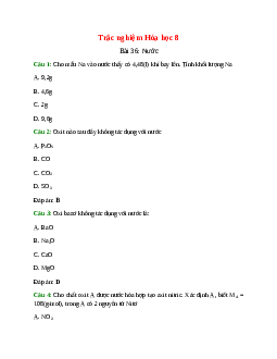 29 câu Trắc nghiệm Nước có đáp án 2024 – Hóa học lớp 8