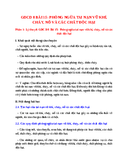 Lý thuyết GDCD 8 Bài 15 (mới 2023 + 10 câu trắc nghiệm): Phòng ngừa tai nạn vũ khí, cháy, nổ và các chất độc hại