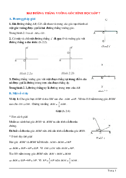 Nêu ví dụ về việc chứng minh hai đường thẳng vuông góc trong hình học lớp 7?
