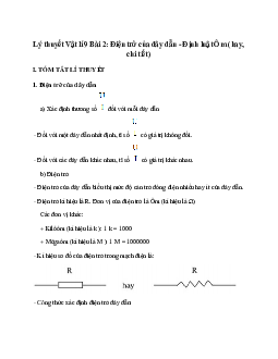 Lý thuyết Điện trở của dây dẫn - Định luật Ôm (mới 2023 + 16 câu trắc nghiệm) hay, chi tiết – Vật Lí 9