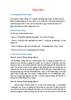 Nội dung chính bài Thánh Gióng hay, chính xác nhất
