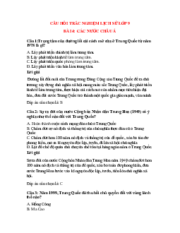 35 câu Trắc nghiệm Lịch sử 9 Bài 4 có đáp án 2023: Các nước Châu Á
