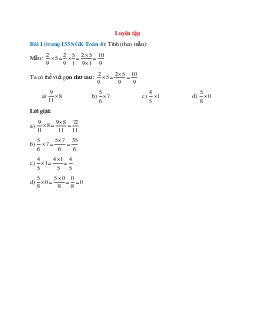 Tính (theo mẫu): Mẫu: 2/9x5=2/9x5/1