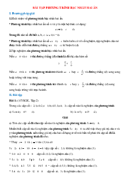 50 Bài tập Phương trình bậc nhất hai ẩn (có đáp án)- Toán 9