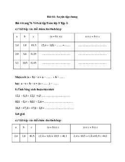 Viết tiếp vào chỗ chấm cho thích hợp Bài 4 trang 76 Vở bài tập Toán lớp 5 Tập 1
