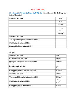 Vở bài tập Toán lớp 5 Tập 2 trang 32, 33 Bài 112: Mét khối