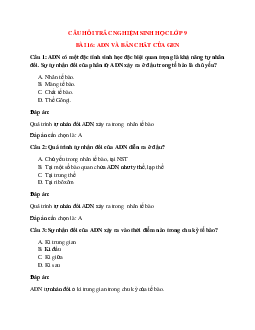 36 câu Trắc nghiệm Sinh học 9 Bài 16 có đáp án 2023: ADN và bản chất của gen