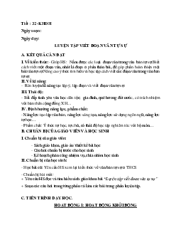 Giáo án ngữ văn lớp 10 Tiết 32: Luyện tập viết đoạn văn tự sự