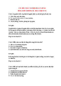 Trắc nghiệm Địa lí 10 có đáp án: Tổng kết chương 9 - Địa lí dịch vụ