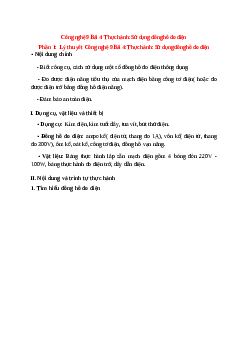 Lý thuyết Công nghệ 9 Bài 4 (mới 2024 + 10 câu trắc nghiệm): Thực hành: Sử dụng đồng hồ đo điện