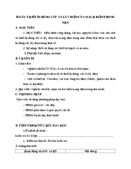 Giáo án Công Nghệ 8 Bài 51: Thiết bị đóng cắt và lấy điện của mạch điện trong nhà mới nhất