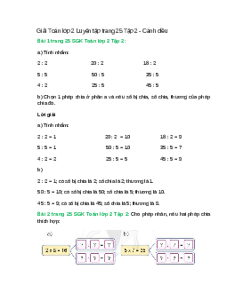 Giải SGK Toán lớp 2 Tập 2 trang 25 Luyện tập  – Cánh diều