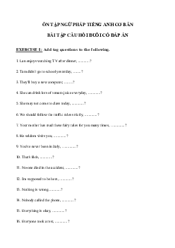 Chuyên đề Câu hỏi đuôi môn Tiếng Anh lớp 9