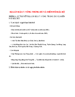 Lý thuyết Địa Lí 9 Bài 17 (mới 2023 + 13 câu trắc nghiệm): Vùng Trung du và miền núi Bắc Bộ
