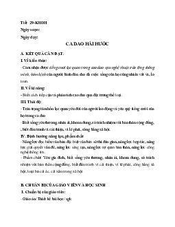 Giáo án ngữ văn lớp 10 Tiết 29: Ca dao hài hước