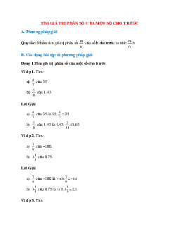 Bài tập về Tìm giá trị phân số của một số cho trước có lời giải
