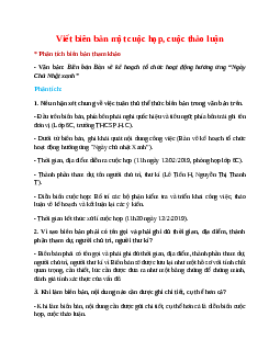 Soạn bài Viết biên bản một cuộc họp, cuộc thảo luận – hay nhất Kết nối tri thức