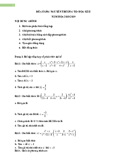 Đề cương ôn tập học kỳ II môn toán 8 năm học 2018-2019 THCS Nguyễn Trường Tộ - Hà Nội