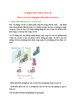 Lý thuyết Công nghệ 11 Bài 4 (mới 2023 + 10 câu trắc nghiệm): Mặt cắt và hình cắt