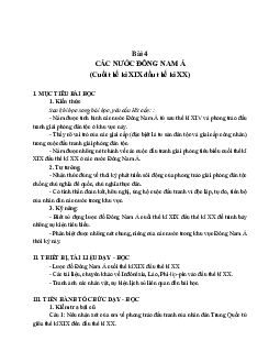 Giáo án Lịch sử 11 Bài 4 Các nước Đông Nam Á mới nhất