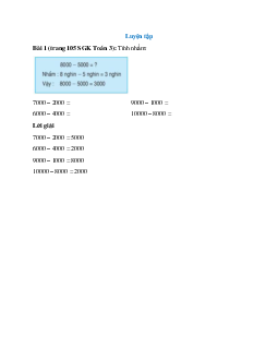 Tính nhẩm: 7000 – 2000