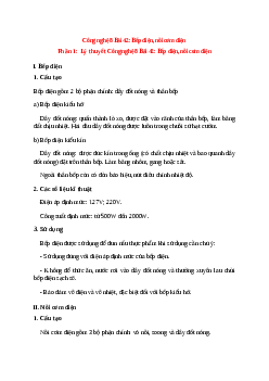 Lý thuyết Công nghệ 8 Bài 42 (mới 2023 + 10 câu trắc nghiệm): Bếp điện, nồi cơm điện