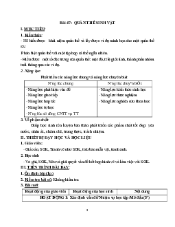 Giáo án Sinh học 9 Bài 47: Quần thể sinh vật mới nhất - CV5555