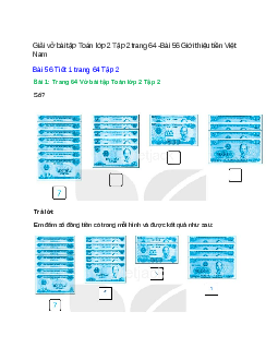 Vở bài tập Toán lớp 2 Tập 2 trang 64 Bài 56: Giới thiệu tiền Việt Nam | Kết nối tri thức