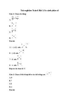 21 câu Trắc nghiệm So sánh phân số (Chân trời sáng tạo) có đáp án 2024 – Toán 6